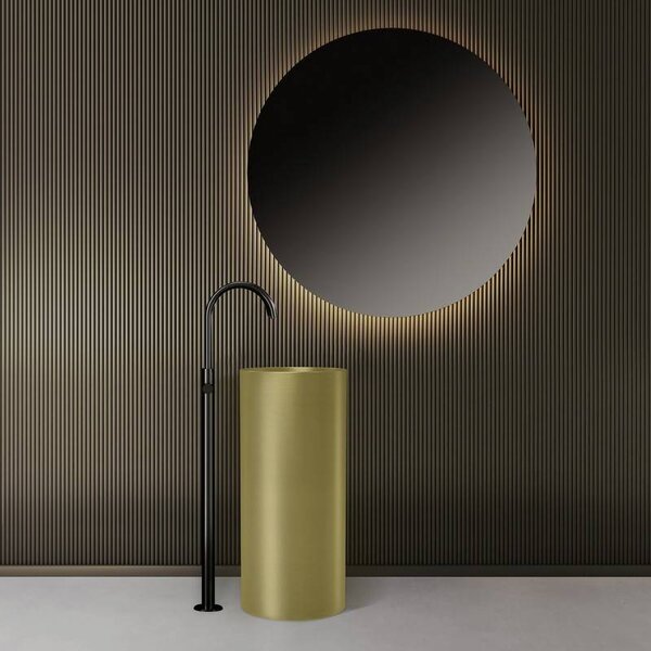 Kamalu lavabo da terra freestanding con drenaggio a pavimento finitura oro | kg46000p