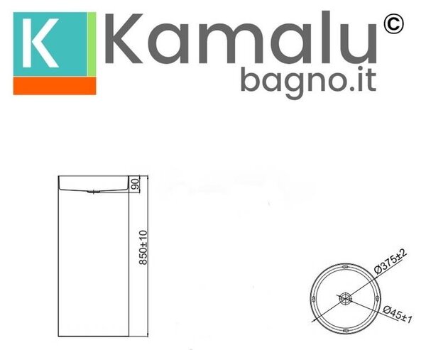 Kamalu lavabo da terra freestanding con drenaggio a pavimento finitura gun metal | kgl46000p