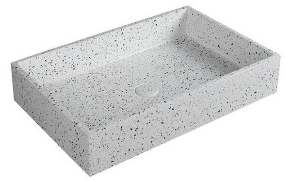 Kamalu lavabo da appoggio rettangolare con finitura terrazzo stracciatella | kterd-600str
