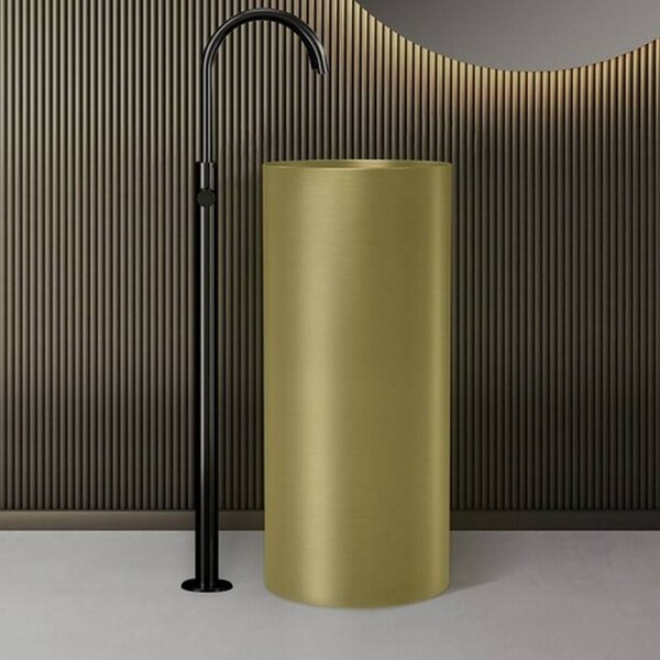 Kamalu lavabo da terra freestanding con drenaggio a pavimento finitura oro | kg46000p
