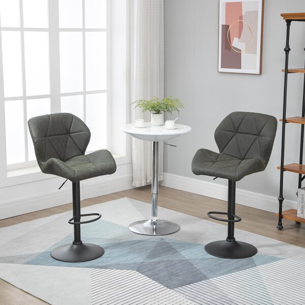 HOMCOM Set 2 Sgabelli da Cucina Moderni in Similpelle con Schienale e Poggiapiedi, Sgabelli da Bar di Design con Base Rotonda, Verde | Aosom Italy
