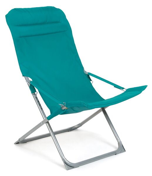 Sedia Sdraio da Giardino Canapone 92x62x98 cm Poltrona Pieghevole e Schienale Regolabile in Textilene Turchese