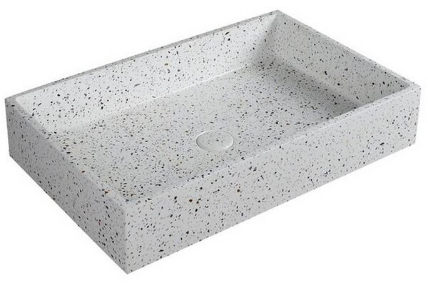 Kamalu lavabo da appoggio rettangolare con finitura terrazzo stracciatella | kterd-600str