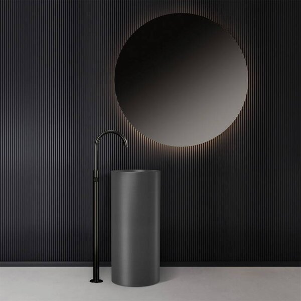 Lavabo da terra cilindrico con drenaggio laterale finitura gun metal | KGL46000L - KAMALU