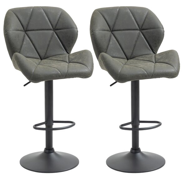 HOMCOM Set 2 Sgabelli da Cucina Moderni in Similpelle con Schienale e Poggiapiedi, Sgabelli da Bar di Design con Base Rotonda, Verde | Aosom Italy