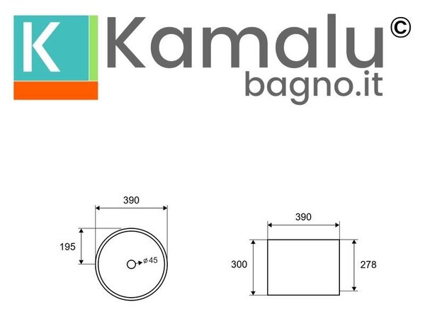 Kamalu lavabo da appoggio cilindrico alto con finitura terrazzo grigio cemento| kterc-400gr