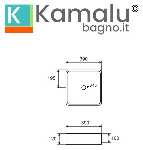 Kamalu lavabo da appoggio quadrato con finitura terrazzo stracciatella | kteri-400str