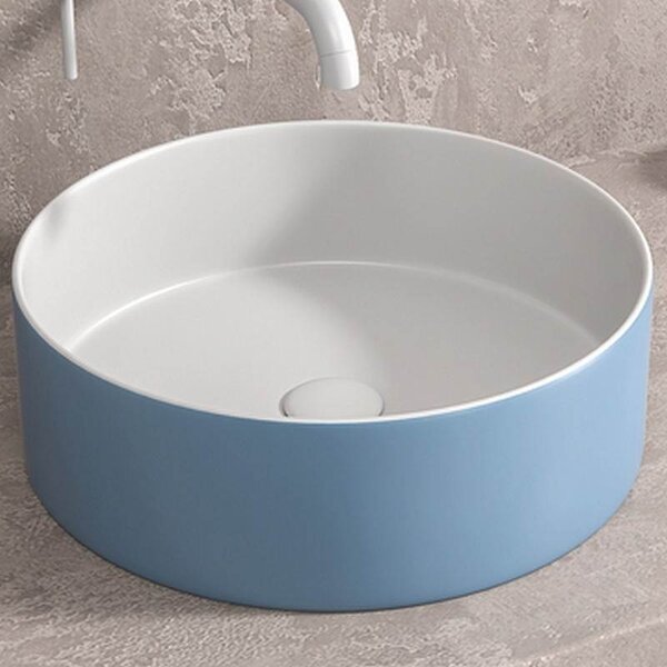 Kamalu lavabo tondo colore bianco-azzurro opaco 35cm | klt-350az