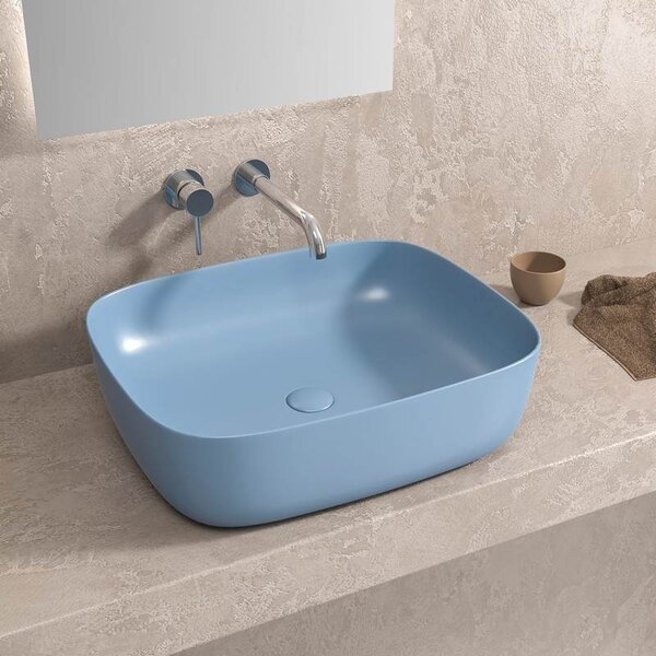 Kamalu lavabo da appoggio colore azzurro opaco | klt-490az