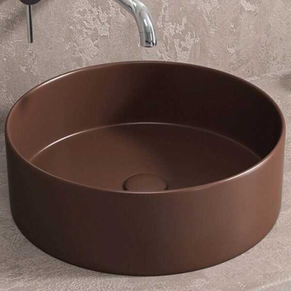 Kamalu lavabo tondo colore marrone caffe opaco 35cm | klt-350m