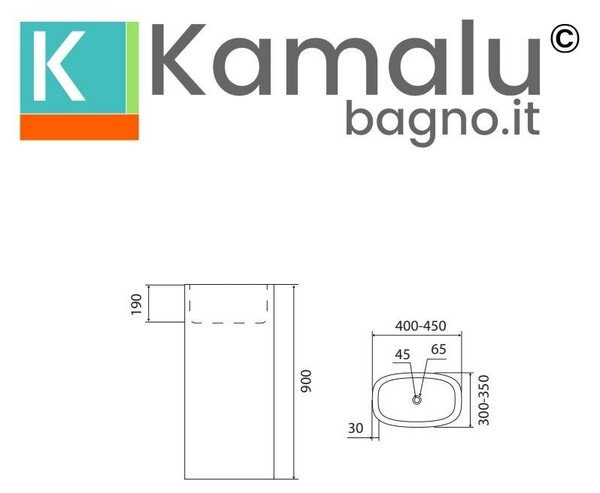 Kamalu lavabo da terra in pietra naturale grigia altezza 90 cm |