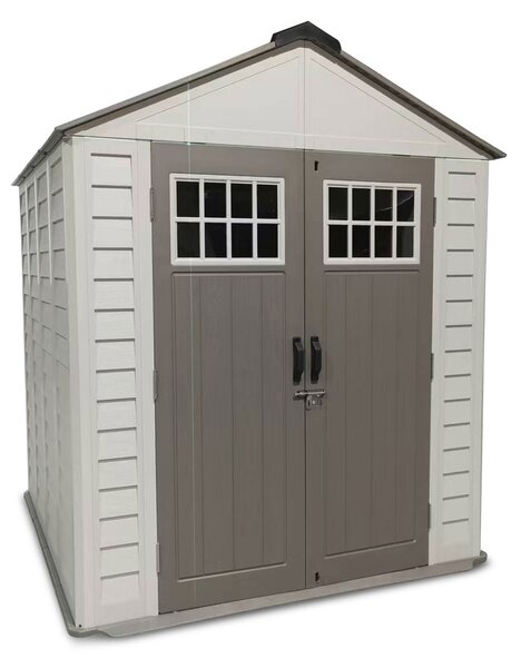 Casetta Box da Giardino Gardenia S 210x164x252 cm Area 3,44 mq in HDPE Grigio e Marrone Scuro