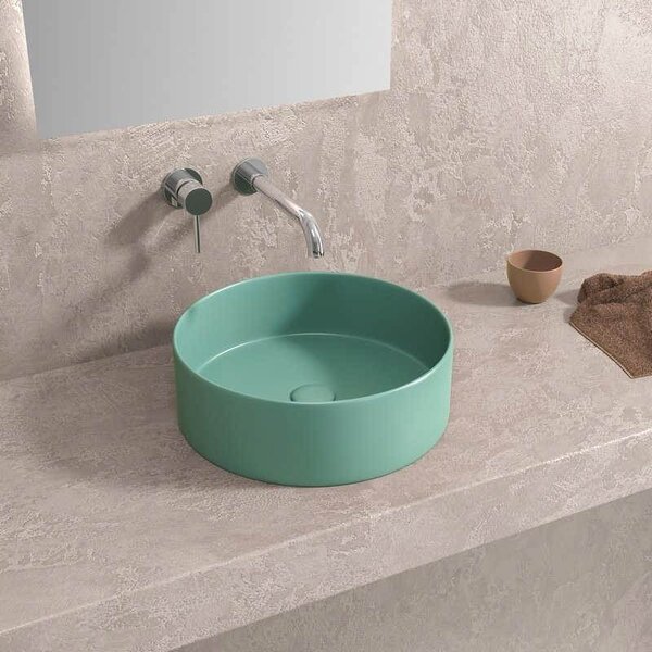 Kamalu lavabo tondo colore turchese opaco 35cm | klt-350t