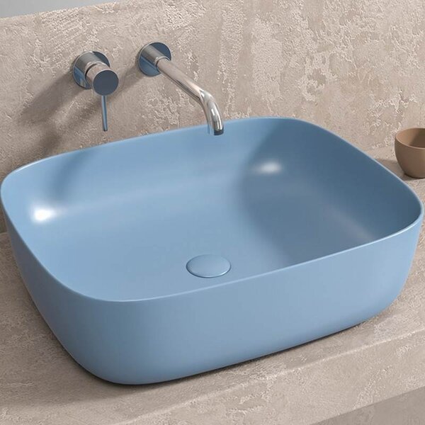 Kamalu lavabo da appoggio colore azzurro opaco | klt-490az