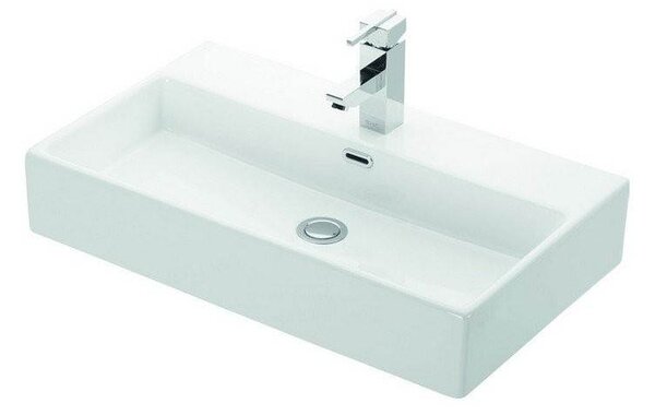 Kamalu lavabo sospeso 60 cm squadrato in ceramica bianca | litos-df60