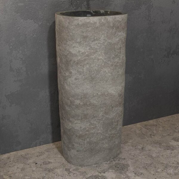 Kamalu lavabo da terra in pietra naturale grigia altezza 90 cm |