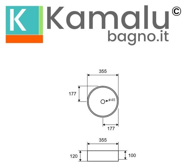 Kamalu lavabo da appoggio rotondo in ceramica nero opaco 35cm | litos-0006b