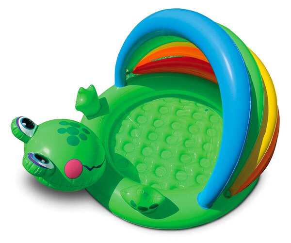 Piscina Gonfiabile per Bambini Piscina Froggy 114x99x69 cm Fondo Gonfiabile e Parasole Verde