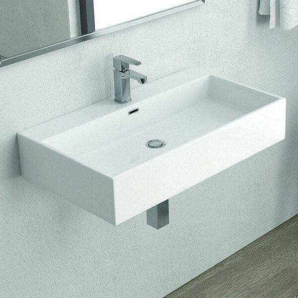 Kamalu lavabo sospeso 60 cm squadrato in ceramica bianca | litos-df60
