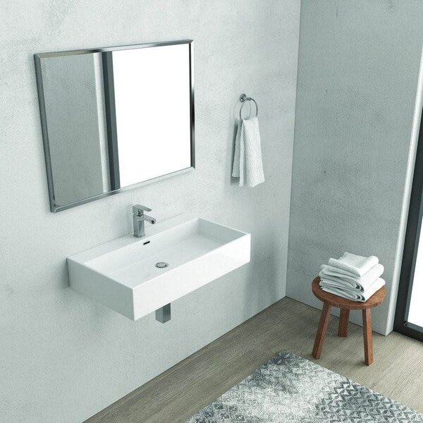 Kamalu lavabo sospeso 60 cm squadrato in ceramica bianca | litos-df60