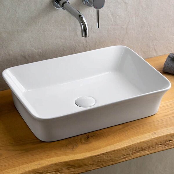 Kamalu lavabo appoggio rettangolare 49 cm con bordi arrotondati | klit-4900