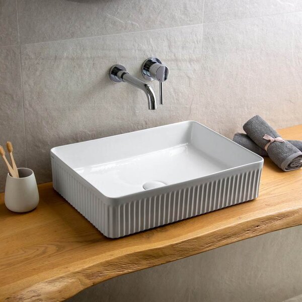 Kamalu lavabo da appoggio rettangolare 50 cm scanalato | kls-5000r