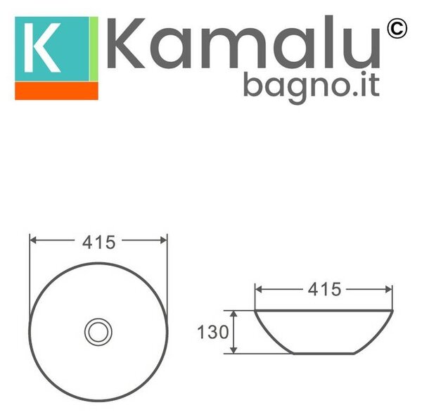Kamalu lavabo bagno da appoggio bacinella in ceramica | klit-4150