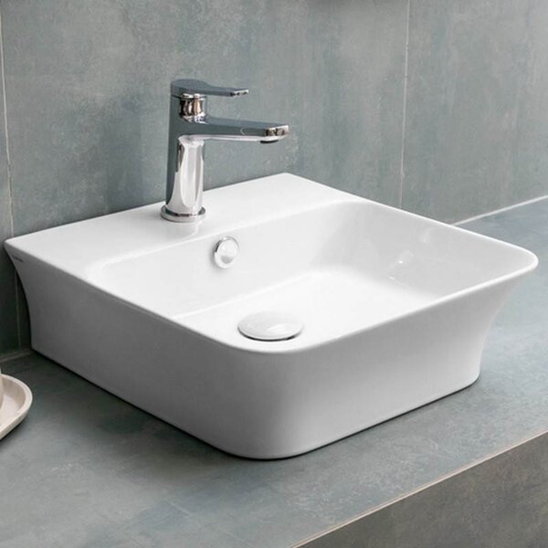 Kamalu lavabo bagno da appoggio design rettangolare 41 cm ceramica bianca | kl-4100