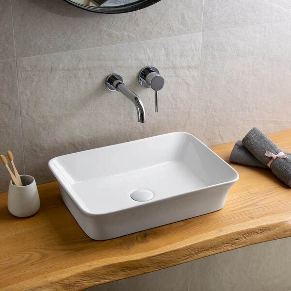 Kamalu lavabo appoggio rettangolare 49 cm con bordi arrotondati | klit-4900