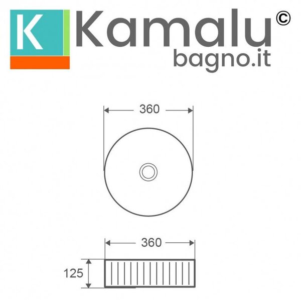 Kamalu lavabo bagno rotondo 36 cm scanalato | kls-3600t