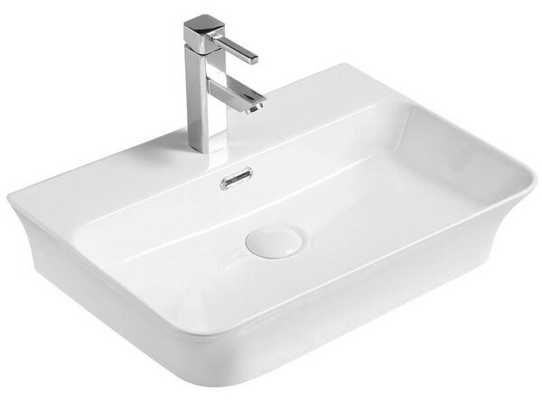 Kamalu lavabo bagno da appoggio design rettangolare 56 cm ceramica bianca | kl-5800