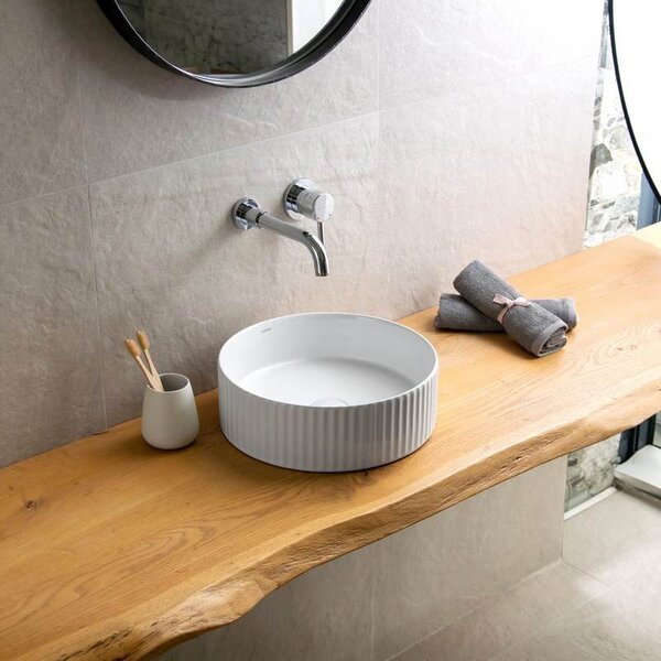 Kamalu lavabo bagno rotondo 36 cm scanalato | kls-3600t