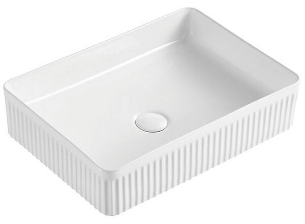 Kamalu lavabo da appoggio rettangolare 50 cm scanalato | kls-5000r