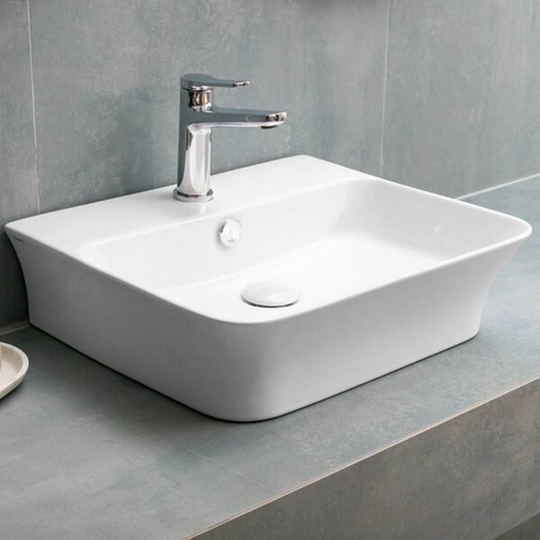 Kamalu lavabo bagno da appoggio design rettangolare 48.5 cm ceramica bianca | kl-4850