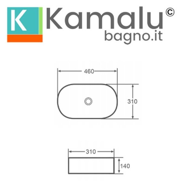 Kamalu lavandino bagno da appoggio ovale 46cm | kly-4600