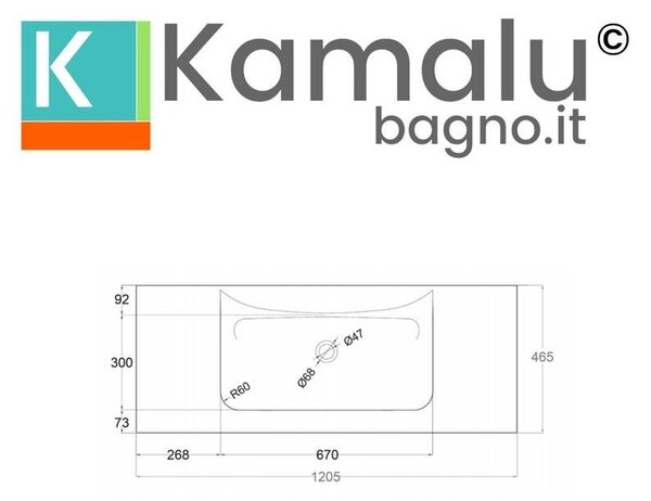 KAMALU - Lavabo da incasso per mobili 120.5cm nero opaco | KK-1205NEL