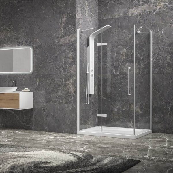 Kamalu box doccia 70x70 telaio bianco porta battente | kt5000b