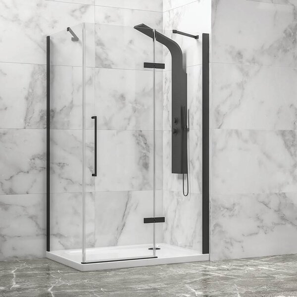 Kamalu box doccia 70x70 telaio nero porta battente | kt5000n