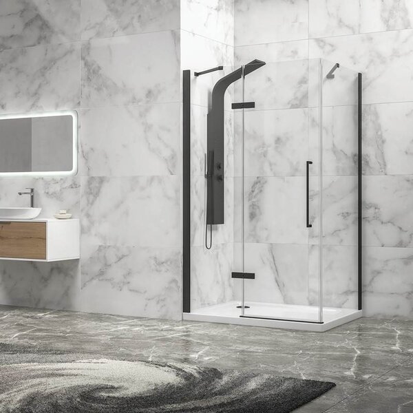 Kamalu box doccia 70x70 telaio nero porta battente | kt5000n