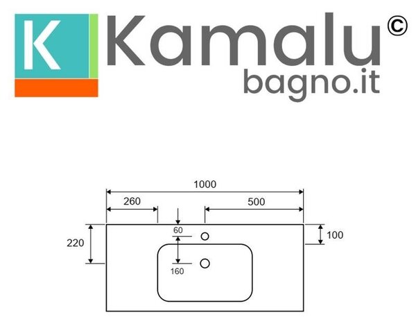 KAMALU - Lavabo da incasso per mobili 100 cm in solid surface | KLIT-1000SS