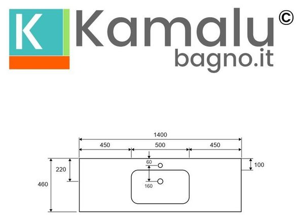 KAMALU - Lavabo da incasso per mobili 120 cm in solid surface | KLIT1200S