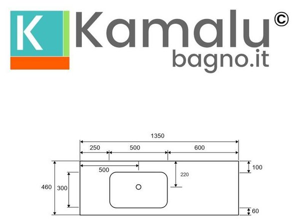 KAMALU - Lavabo da incasso 135 cm in solid surface | KLIT-1300SS