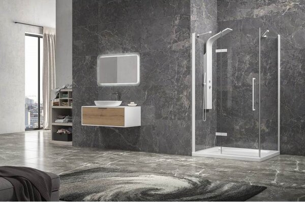 Kamalu box doccia 80x70 bianco battente 70cm laterale fisso 80cm | kt5000b