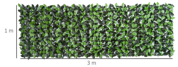 Outsunny Rotolo Siepe Artificiale Finta Sempreverde Artificiale Sintetica ,Siepe Finta Siepe Artificiale 1×3m Recinzione|Aosom