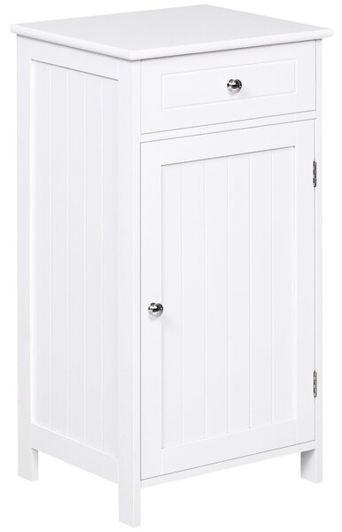 Mobiletto da Bagno con Anta e Cassetto Bianco 43x34x77 cm