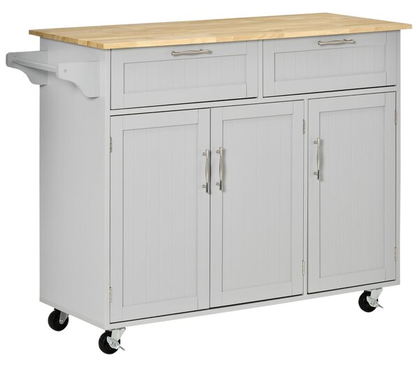 Carrello da Cucina 121x46x91 cm con Ruote in Legno Grigio
