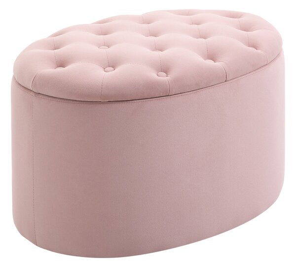 HOMCOM Poggiapiedi per Divano in Tessuto Effetto Velluto Contenitore, 71x52x42cm, Rosa|Aosom