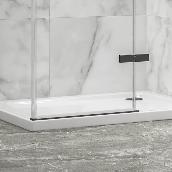 Kamalu box doccia 80x70 telaio gun metal porta battente 70 laterale fisso 80cm | kt5000gm