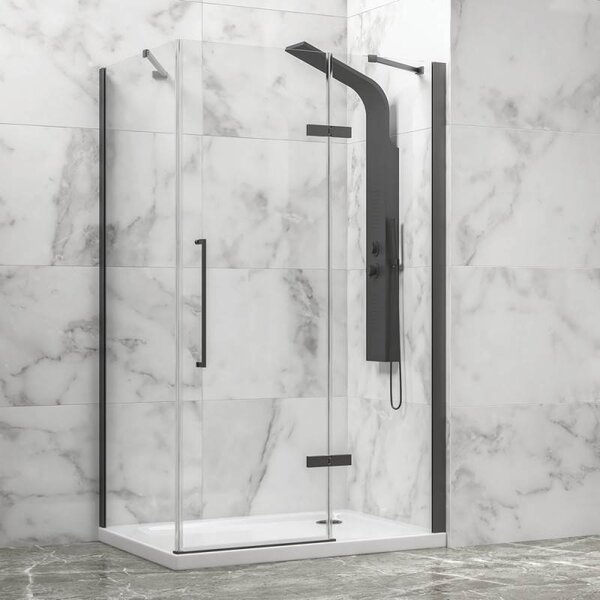 Kamalu box doccia 80x70 telaio gun metal porta battente 70 laterale fisso 80cm | kt5000gm