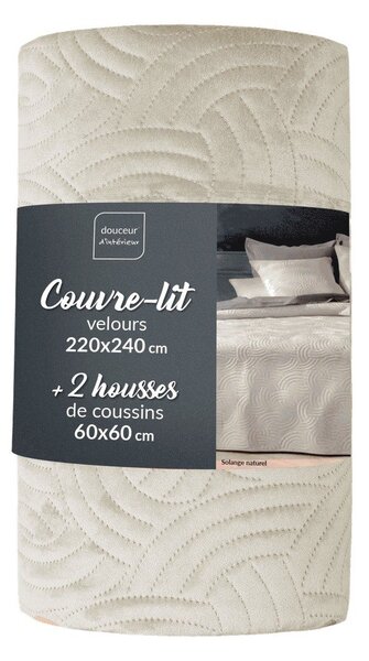 Set con copriletto e federa color crema in velluto 220x240 cm Solange – douceur d'intérieur